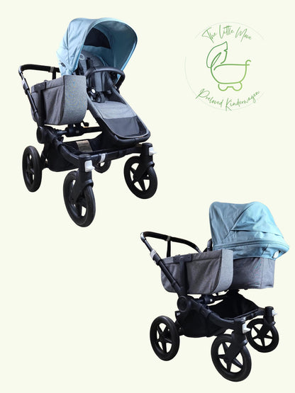 Bugaboo - Donkey 3 Duo (sportsitz und Liegewanne) Geschwisterwagen Inkl. Seitliche Gepäcktasche - Blau in Gutem