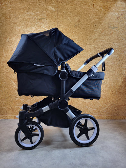 Bugaboo - Donkey 3 Twin Geschwisterwagen (2xsportsitze / 2xbabywanne) Inkl. Seitliche Gepäcktasche - Black in Gutem