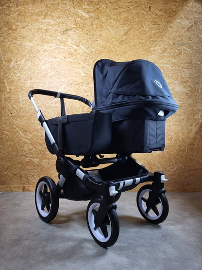 Bugaboo - Donkey 3 Twin Geschwisterwagen (2xsportsitze / 2xbabywanne) Inkl. Seitliche Gepäcktasche - Black in Gutem