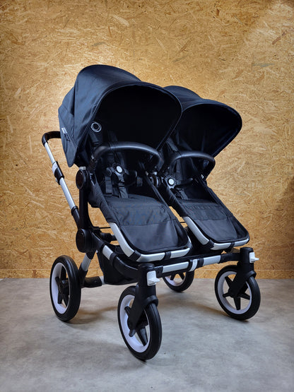 Bugaboo - Donkey 3 Twin Geschwisterwagen (2xsportsitze / 2xbabywanne) Inkl. Seitliche Gepäcktasche - Black in Gutem