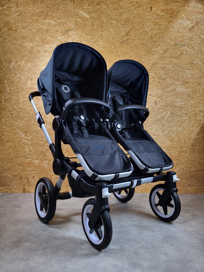 Bugaboo - Donkey 3 Twin Geschwisterwagen (2xsportsitze / 2xbabywanne) Inkl. Seitliche Gepäcktasche - Black in Gutem