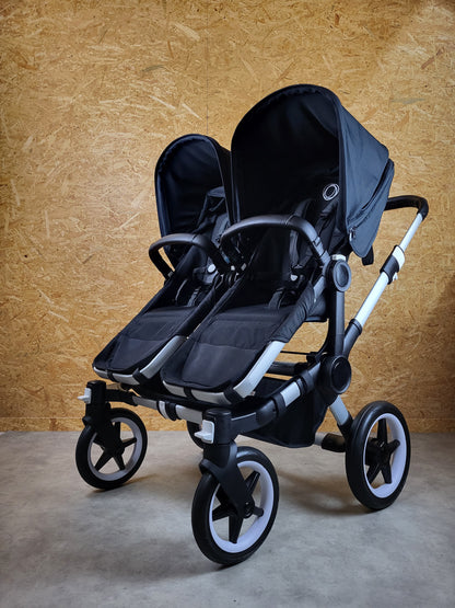 Bugaboo - Donkey 3 Twin Geschwisterwagen (2xsportsitze / 2xbabywanne) Inkl. Seitliche Gepäcktasche - Black in Gutem