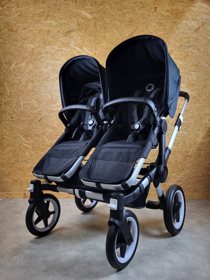 Bugaboo - Donkey 3 Twin Geschwisterwagen (2xsportsitze / 2xbabywanne) Inkl. Seitliche Gepäcktasche - Black in Gutem