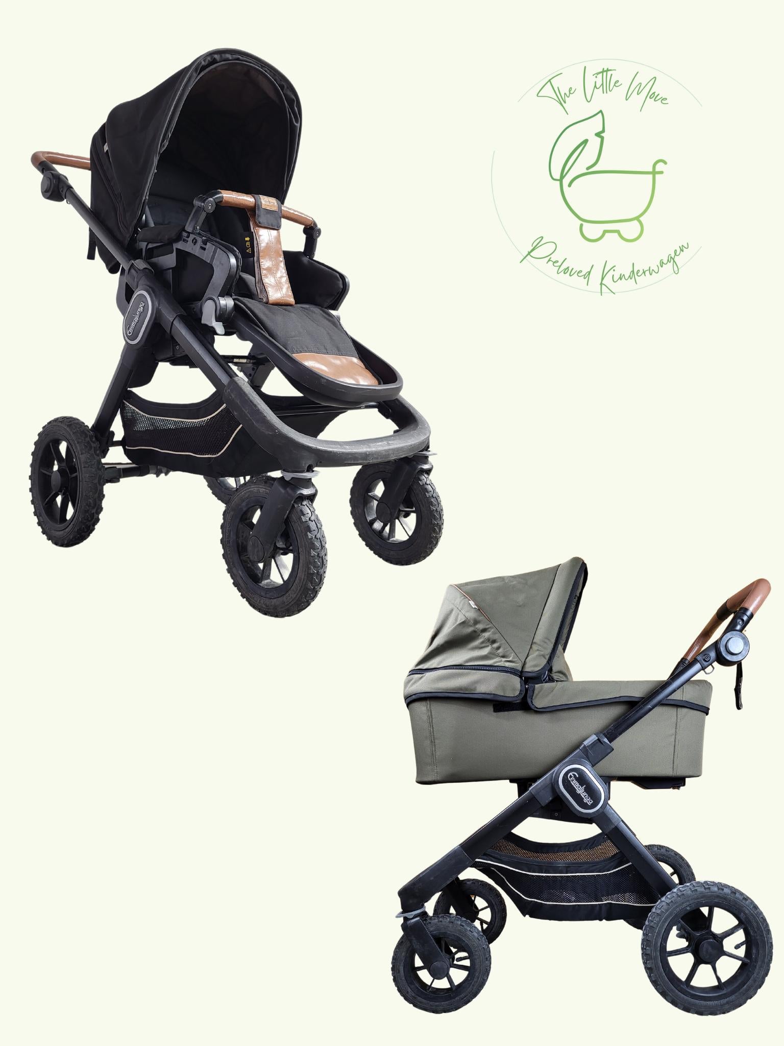 Kombi Kinderwagen Emmaljunga NXT 90 + Flat authentic Sitzeinheit Black Grün