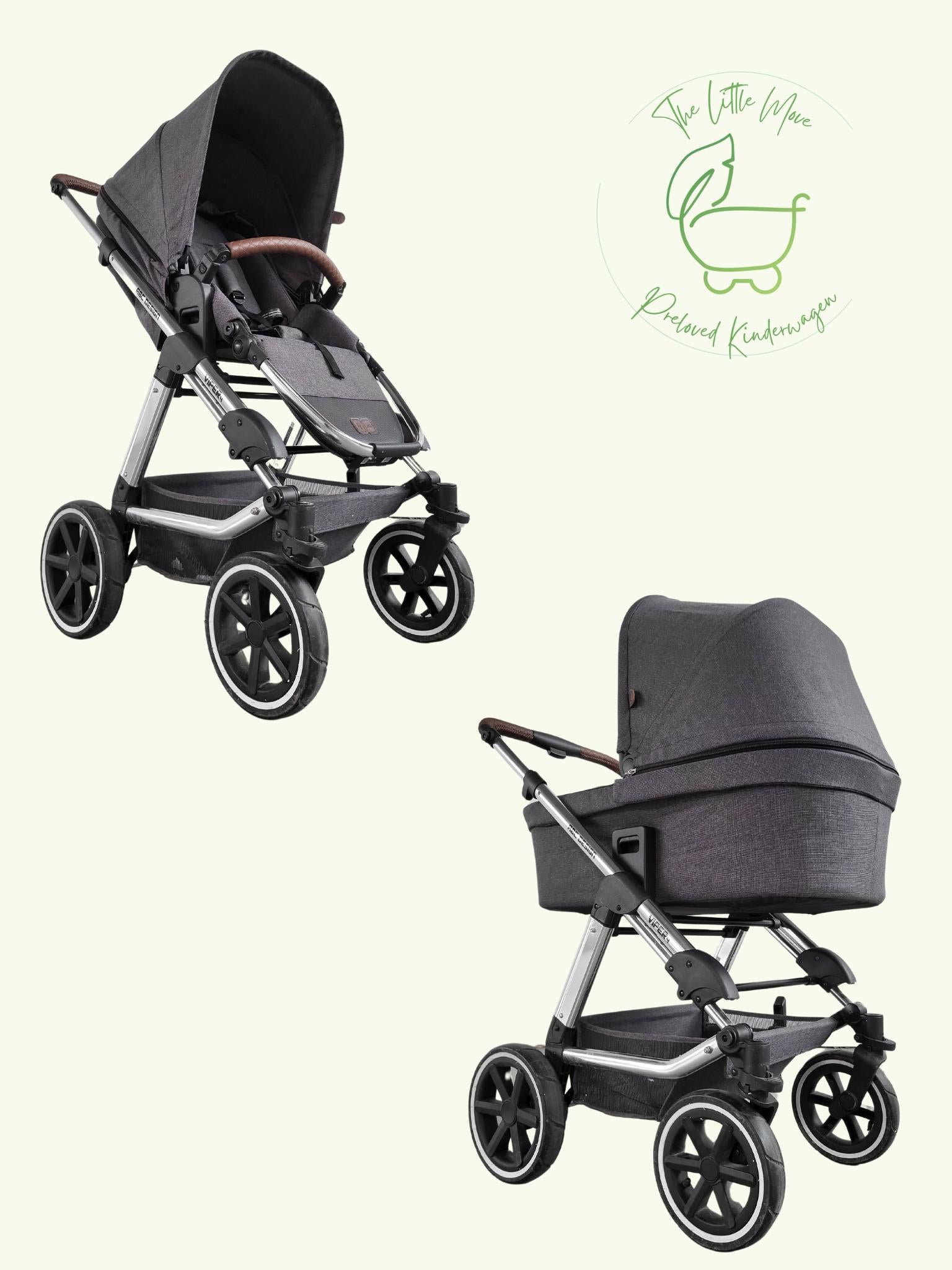 Abc Design - Viper 4 Kombikinderwagen (sportsitz Und Babywanne) - Grau - Sehr Gutem Zustand / Gut Kinderwagen 1