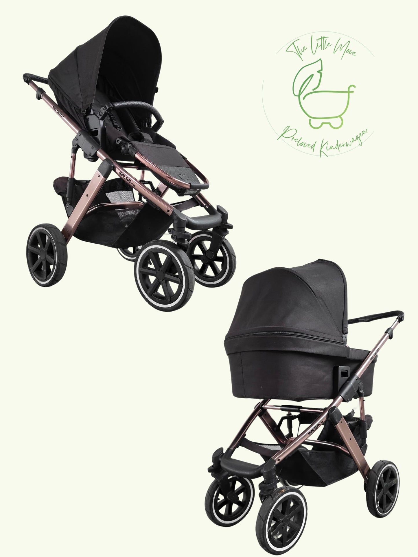 Abc Design - Salsa 4 Air Diamond Edition Kombikinderwagen - Rosé Schwarz - Sehr Gutem Zustand / Gut Kinderwagen 1