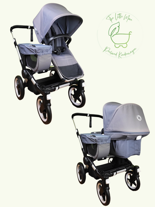 Bugaboo - Donkey 3 Duo (sportsitz Und Liegewanne) Geschwisterwagen Grau Sonnendach Inkl. Seitliche Gepäcktasche